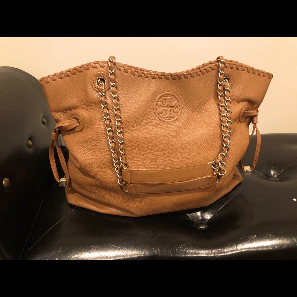 Authentic Tory Burch Marion Slouch Bag/Cognac clr